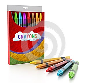 Color crayons isolated on white background. 3D illustration