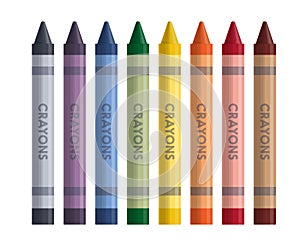 Color crayons set. Vector flat isolated stationery set. Colorful pencils