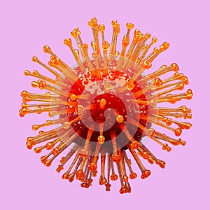 Color crown covid virus 19 on a pink background. 3D rendering
