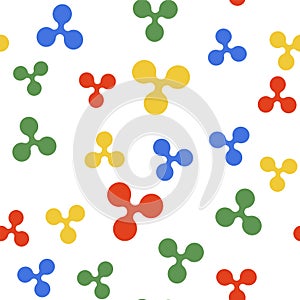 Color Cryptocurrency coin Ripple XRP icon isolated seamless pattern on white background. Digital currency. Altcoin