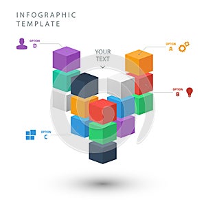 Color cubes info graphic template for presentation.