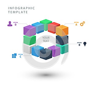 Color cubes info graphic template for presentation