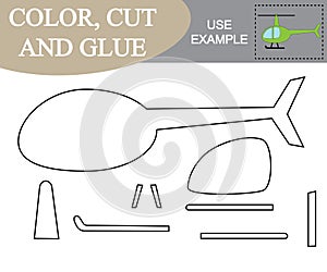 Color, cut and glue to create the image of helicopter air trans