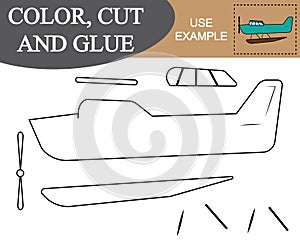 Color, cut and glue to create the image of seaplane air transport