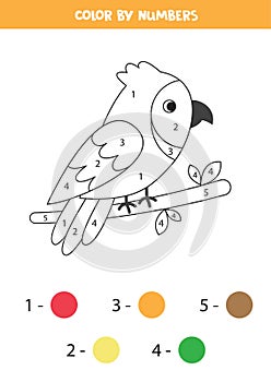 Color the cute cartoon parrot