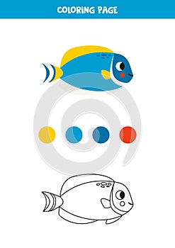 Color cute powder blue tang. Worksheet for kids