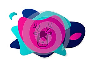Color Deer head with antlers icon isolated on white background. Abstract banner with liquid shapes. Vector