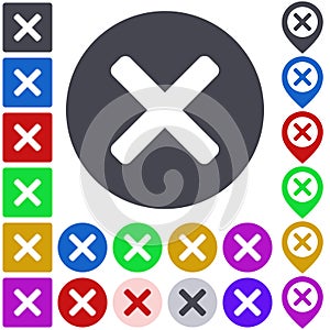 Color delete icon set