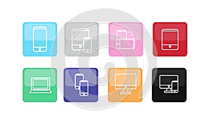 Color Devices Icon Set. Vector Isolated