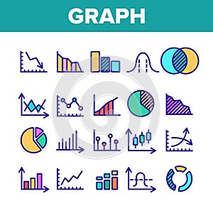 Color Different Graph Sign Icons Set Vector
