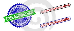 COLOR DISCRIMINATION Rosette and Rectangle Bicolor Stamps with Corroded Surfaces photo