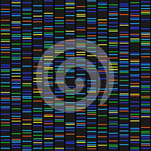 Color Dna Sequence Results on Black Seamless Background. Vector