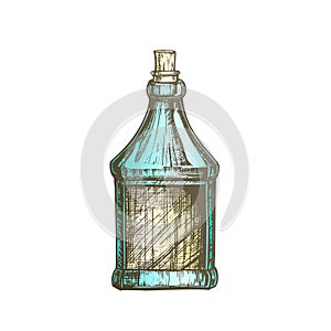 Color Drawn Blank Bottle Of Scotch With Cork Cap Vector