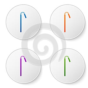 Color Drinking plastic straw icon isolated on white background. Set icons in circle buttons. Vector