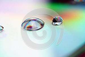 Color drops on disk close up