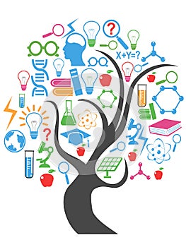 Color education technology tree background