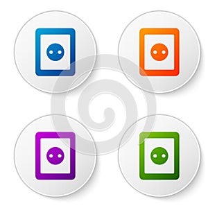 Color Electrical outlet icon isolated on white background. Power socket. Rosette symbol. Set icons in circle buttons