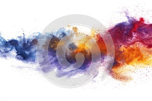 color explosion, colorful Splashes isolated on white background, Rainbow holi powder explosion photo