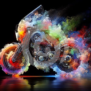 a color explosion of paint render a steampunk geared poly and gears cycle creation abstract scupture