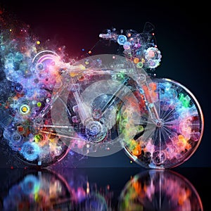 a color explosion of paint render a steampunk geared poly and gears cycle creation abstract scupture