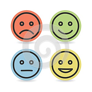 Color face cartoon gesture icon with different color isolated