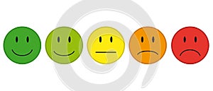 Color Faces For Feedback Or Mood - 5 Vector Icons