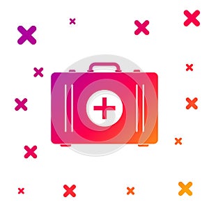 Color First aid kit icon isolated on white background. Medical box with cross. Medical equipment for emergency