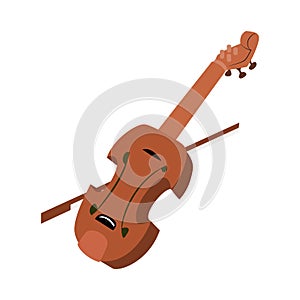 Color flat style vector violin fiddle bow on white background