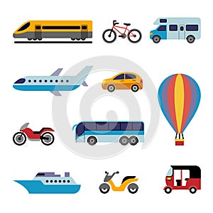 Color flat transport icons