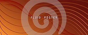 Color Fluid Flow Poster. Orange Gradient Wallpaper. 3d Effect.