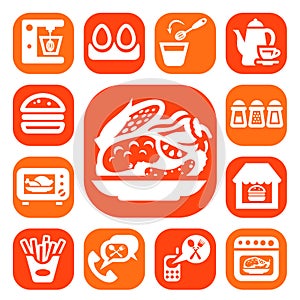 Color food and kitchen icons