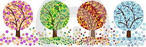 Color four seasons trees