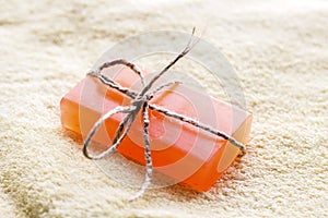 Color fragrant soap. spa concept background