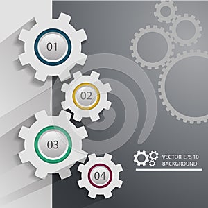Color Gears Infographics Number Options Banner & Card. Vector il