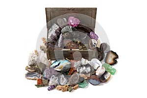 Color gems in the box on white background
