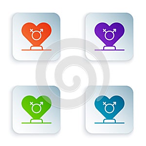 Color Gender icon isolated on white background. Symbols of men and women. Sex symbol. Set colorful icons in square