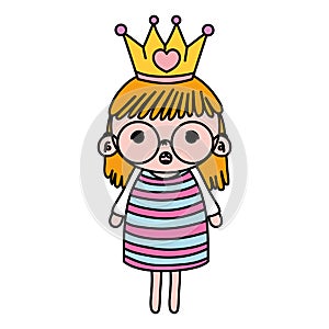 Color girl child with glasses and metal crown