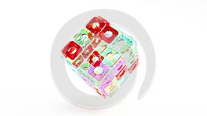 Color glass boxes with holes intro able to rotate endless