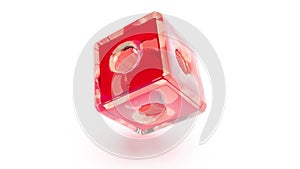 Color glass transparent cube rotate on white back endless