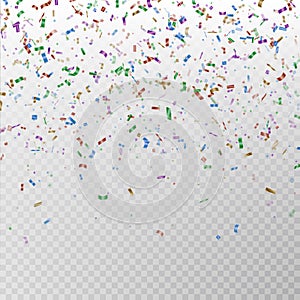 Color glitter confetti vector. Carnaval paper tinsel texture isolated on background. Party colorful
