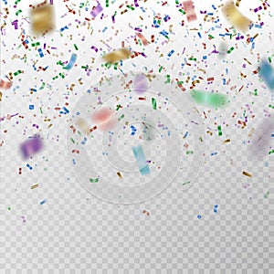 Color glitter confetti vector. Carnaval paper tinsel texture isolated on background. Party confetti
