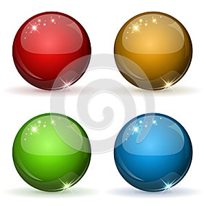 Color glossy balls set on white