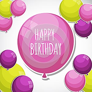 Color Glossy Happy Birthday Balloons Banner Background Vector