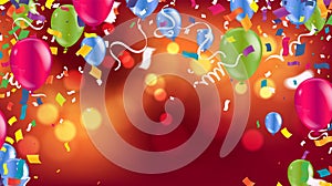 Color Glossy Happy Birthday Balloons Banner Vector Illustration of Colorful
