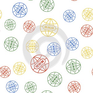 Color Go To Web icon isolated seamless pattern on white background. Www icon. Website pictogram. World wide web symbol