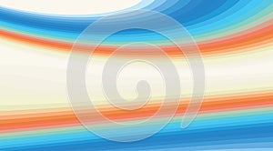 Color gradations with orange and blue curved stripes on ecru background. Vector pattern