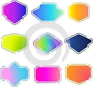 Color gradient grunge quote box set on white background.