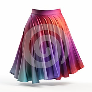 Color Gradient Women\'s Skirt With Realistic Light And Airbrushing