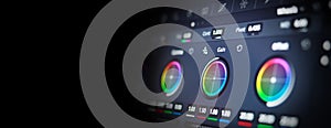 Color grading tools or RGB colour correction indicator on monitor