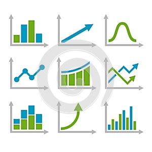 Color Graph Chart Icons Set. Vector